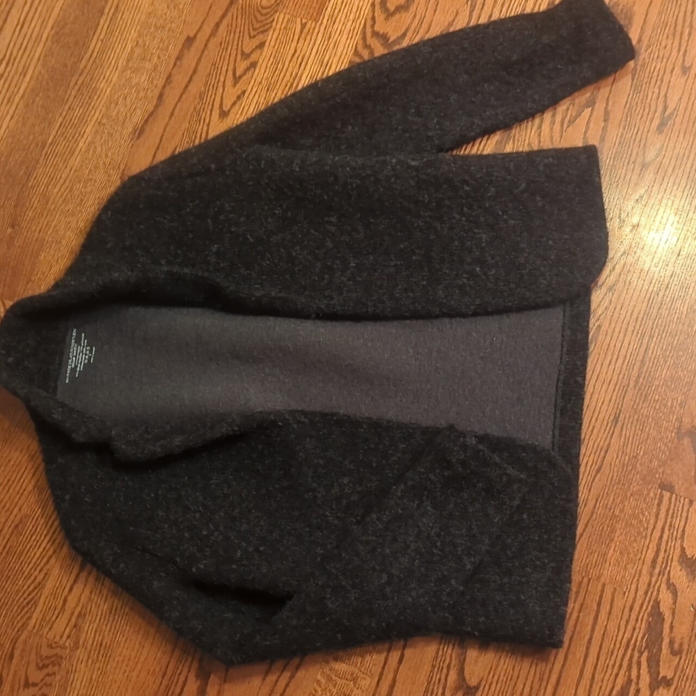 Alpaca blend Quiet Luxury deep charcoal gray soft Open-Front Cardigan Sz M - Picture 4 of 9